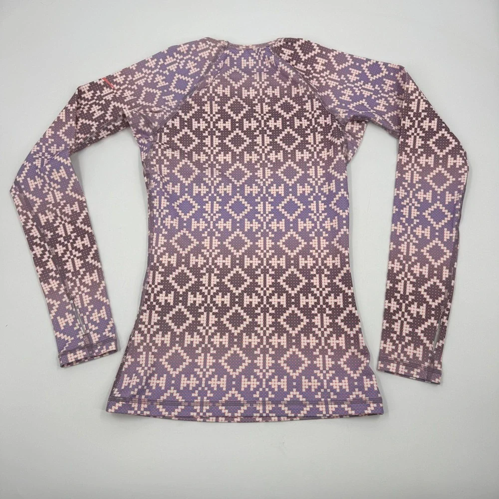 Nike Pro Dri-FIT Top Womens XS Purple Pink Geometric Fair Isle L/S 485692-563‎